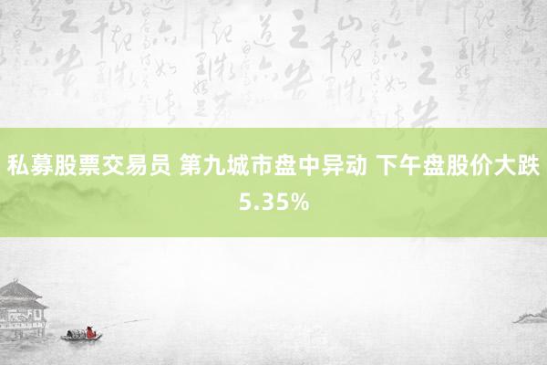 私募股票交易员 第九城市盘中异动 下午盘股价大跌5.35%