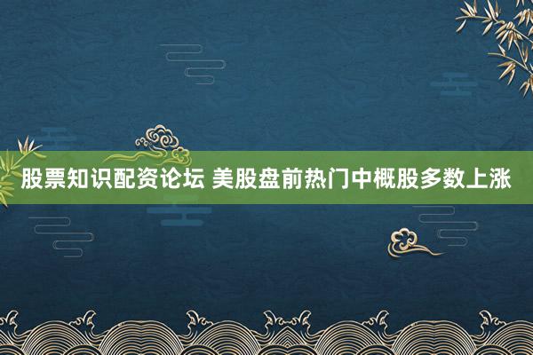 股票知识配资论坛 美股盘前热门中概股多数上涨